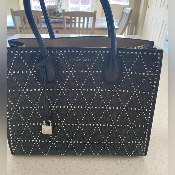 Michael Kors Black Studded Tote Bag - Picture 3 of 12